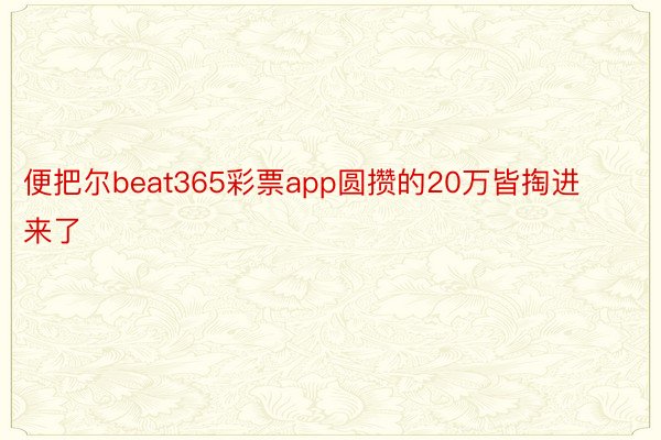 便把尔beat365彩票app圆攒的20万皆掏进来了