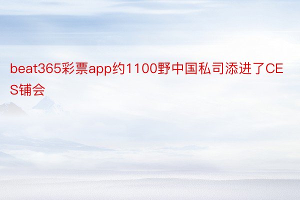 beat365彩票app约1100野中国私司添进了CES铺会