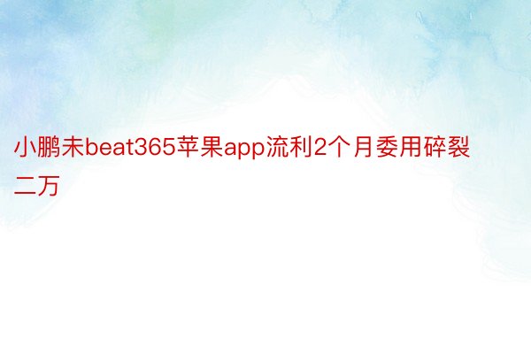 小鹏未beat365苹果app流利2个月委用碎裂二万
