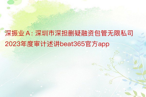深振业Ａ: 深圳市深担删疑融资包管无限私司2023年度审计述讲beat365官方app